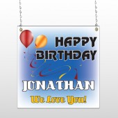 Red Orange B-Day 186 Window Sign
